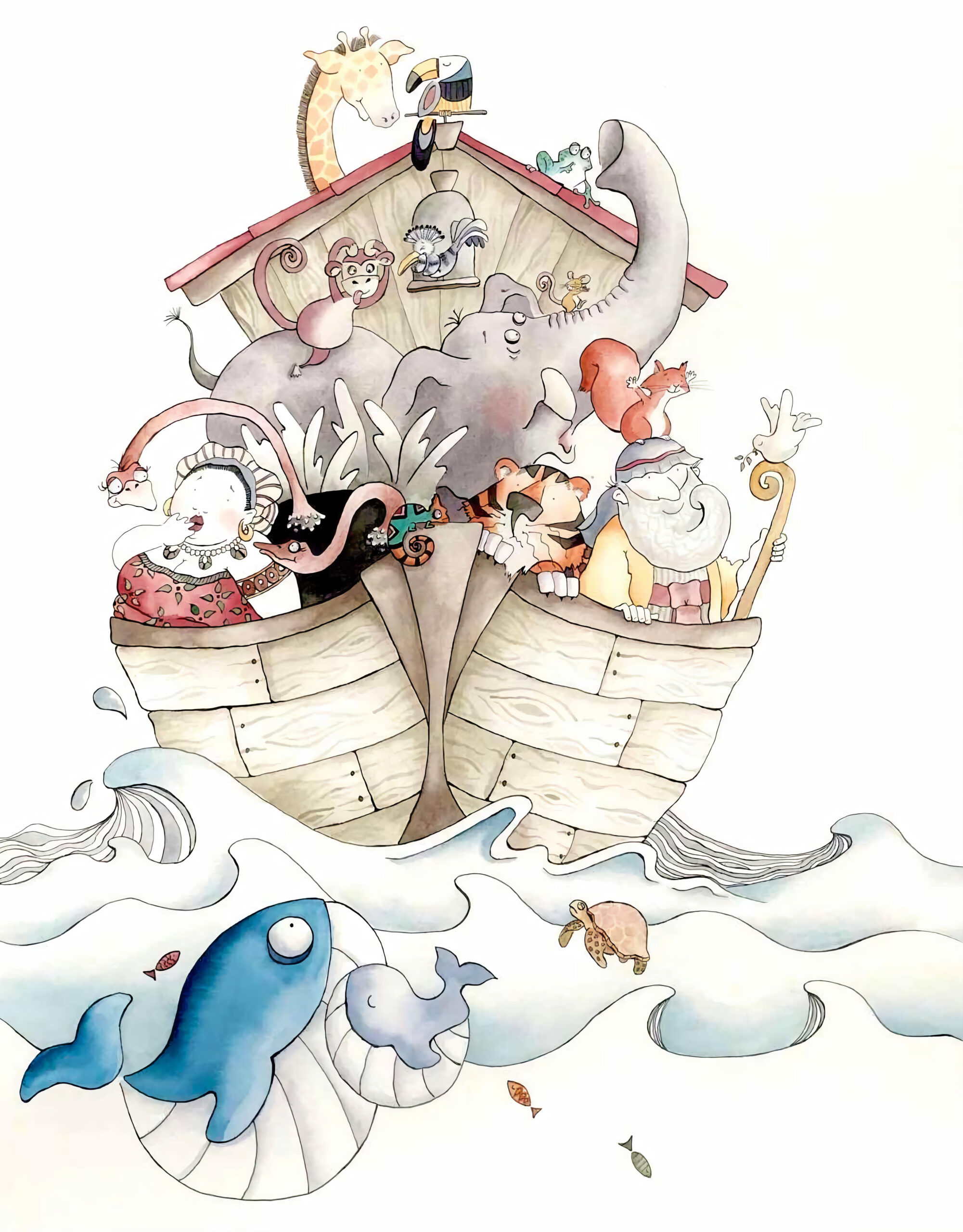 Noah's Ark with animals.